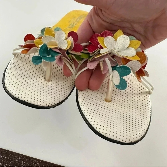 Sam & Libby kitten heels 6 Italian leather floral flip flop y2k barbiecore - Picture 10 of 13